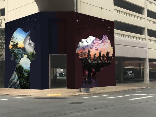 Simmons Tower Parking Garage Mural Concept by Joel Boyd